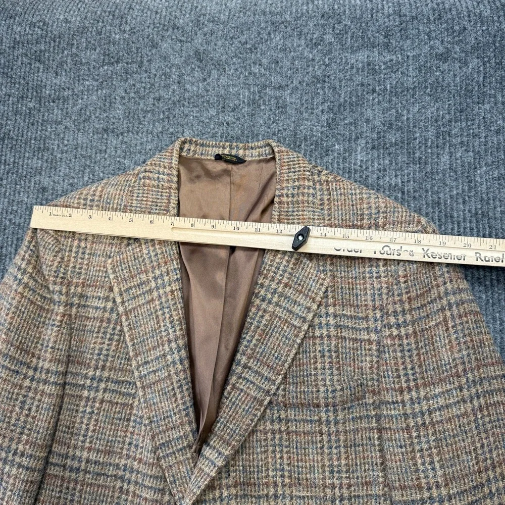 VTG Filenes Tweed Blazer Mens‎ 40 Brown Plaid Wool Sport Coat Jacket Old Money